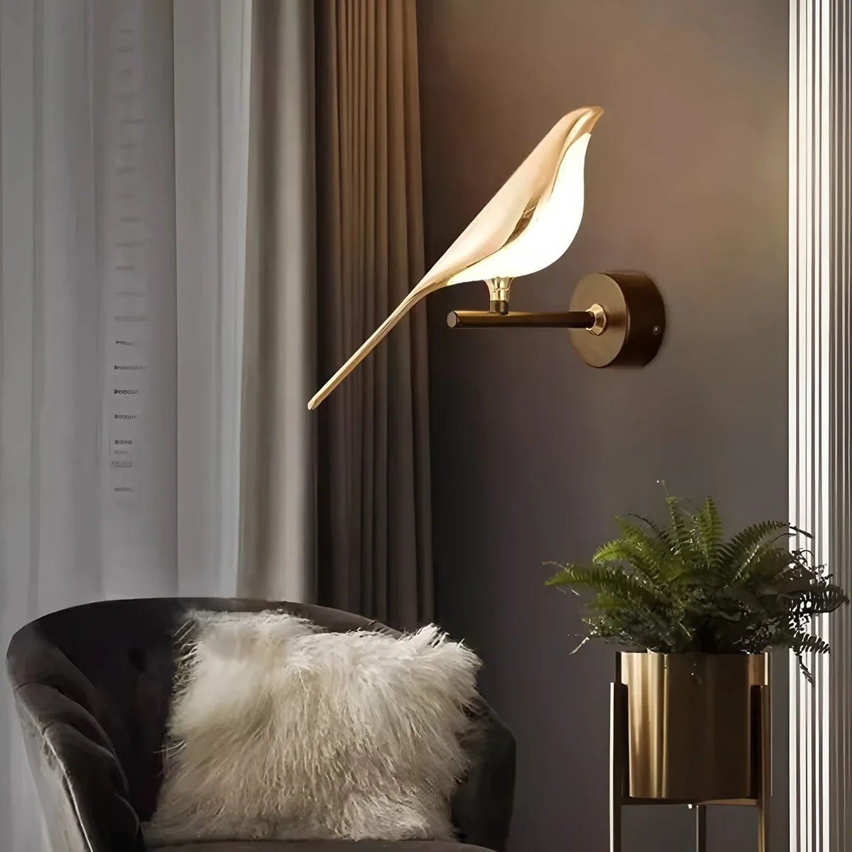 Gold Bird Wall Sconce Light Fixture for Bedroom, Living Room & Hallway Decor