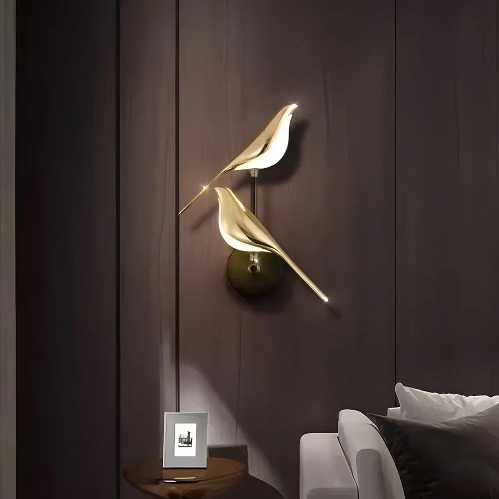 Gold Bird Wall Sconce Light Fixture for Bedroom, Living Room & Hallway Decor