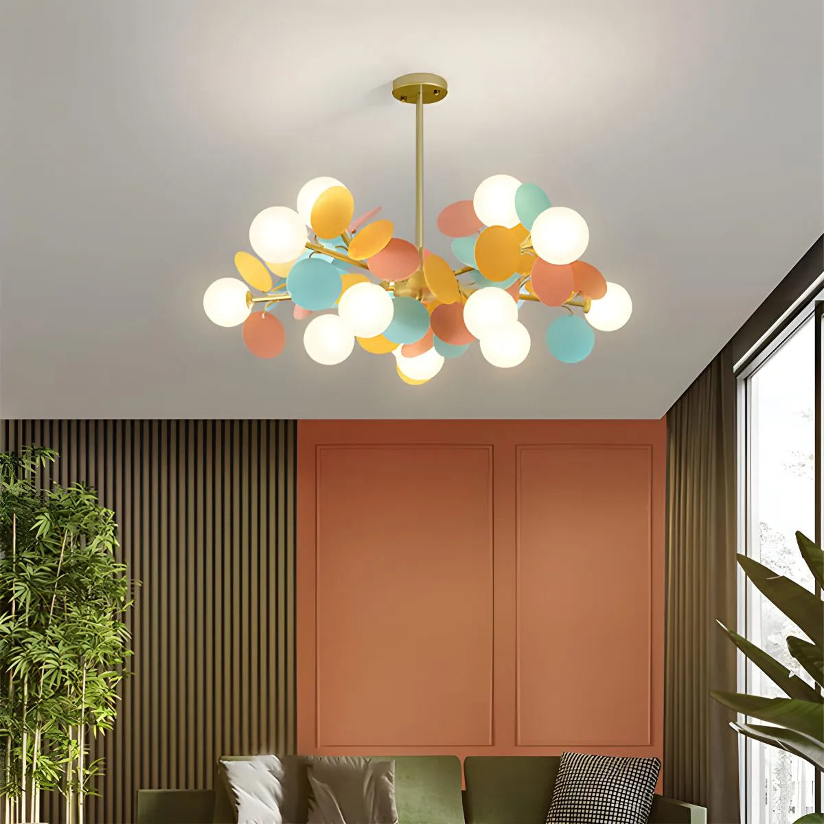 Colorful Modern Chandelier with Flashing LED Lights for Living Room & Dining Room Decor