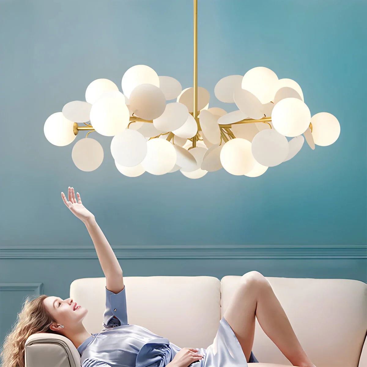 Colorful Modern Chandelier with Flashing LED Lights for Living Room & Dining Room Decor