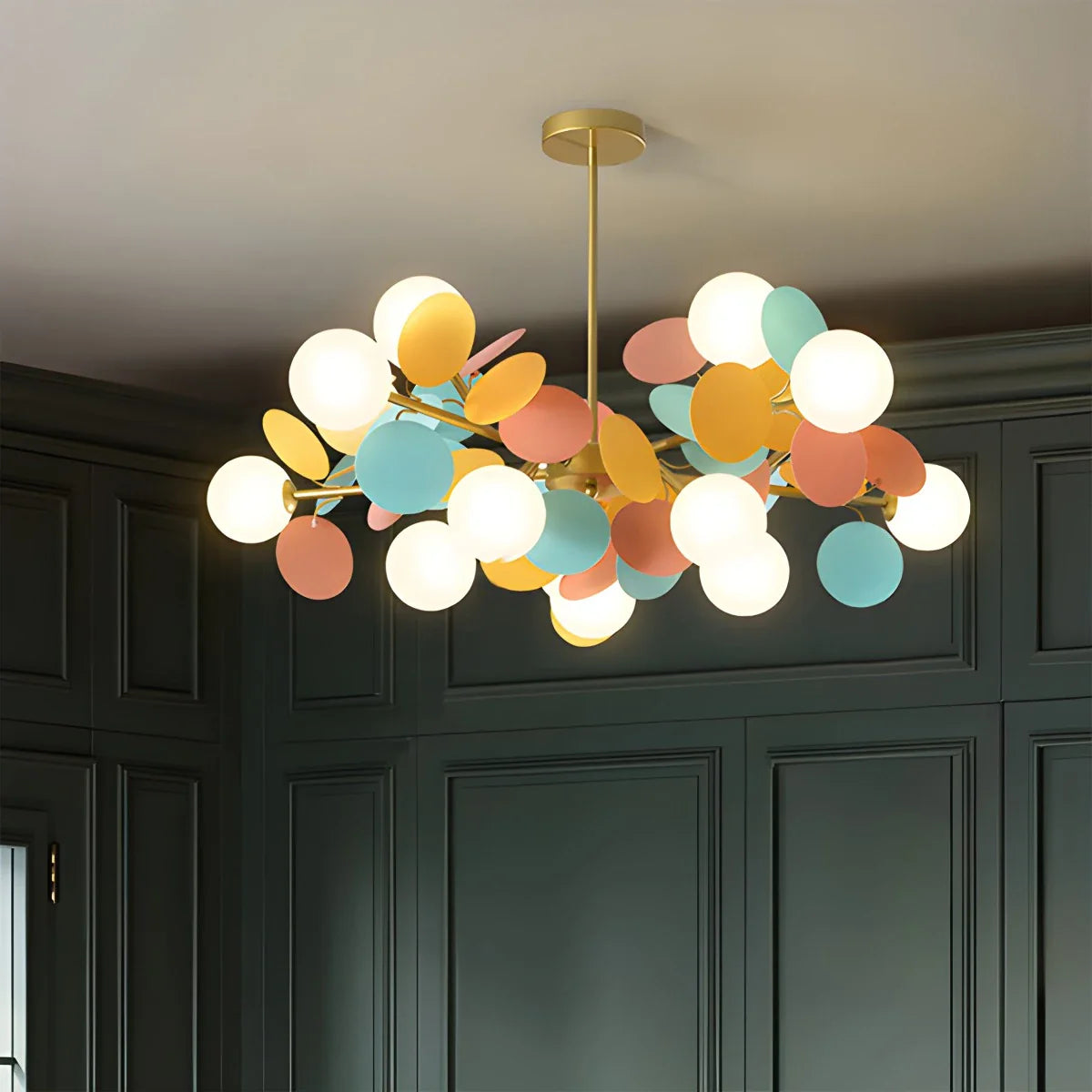 Colorful Modern Chandelier with Flashing LED Lights for Living Room & Dining Room Decor