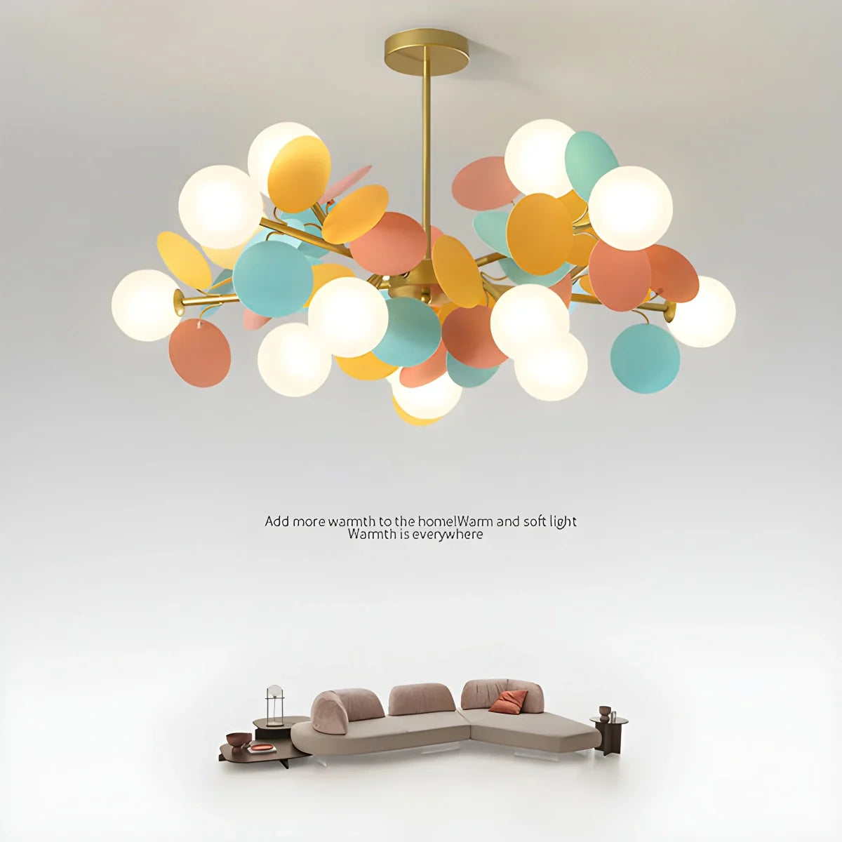 Colorful Modern Chandelier with Flashing LED Lights for Living Room & Dining Room Decor