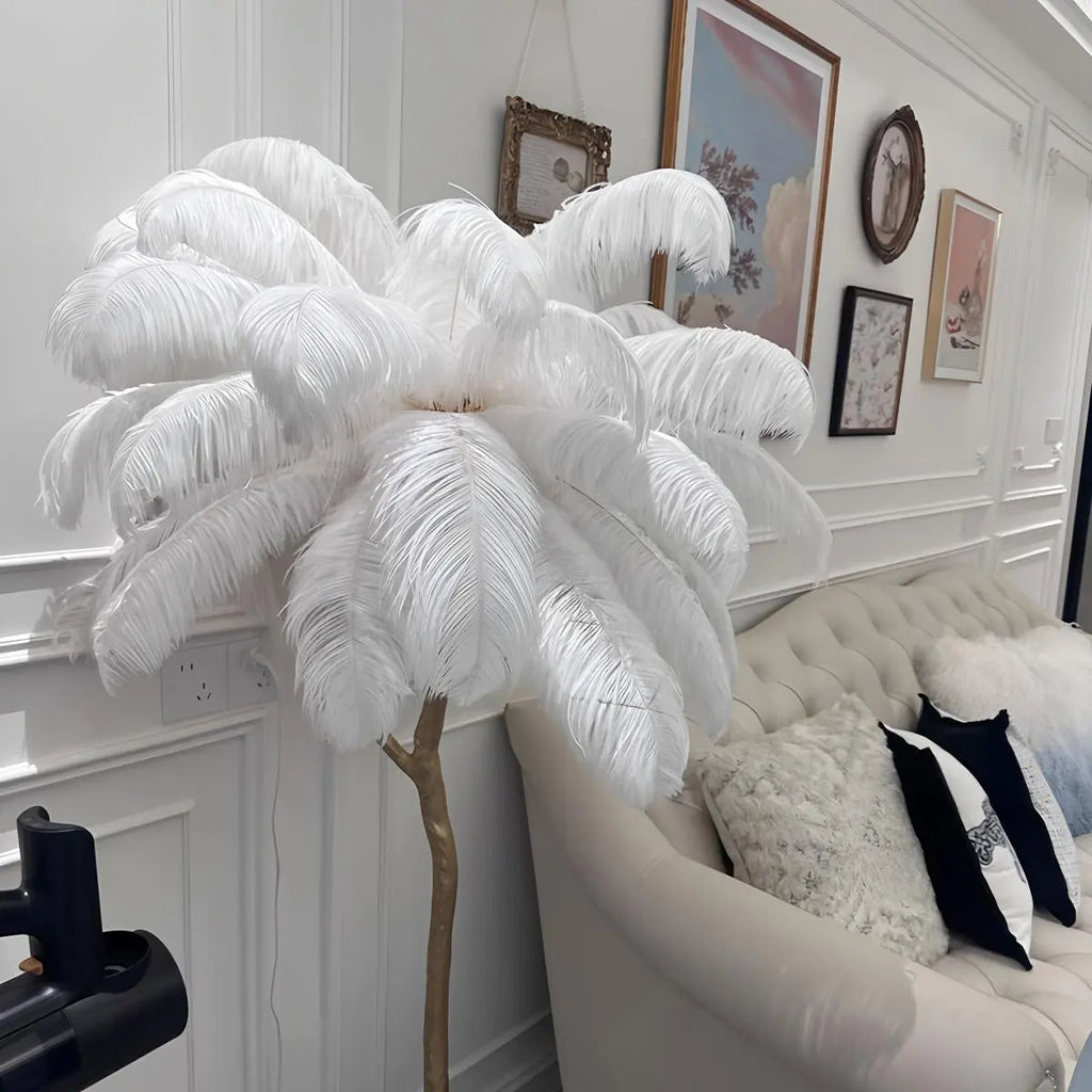 LED Floor Lamp with Feather Palm Design for Living Room & Tropical Decor
