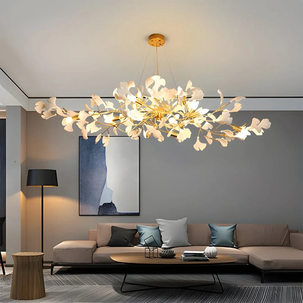 Gingko Chandelier Light Fixture - Modern Design for Living Room & Dining Room - Adjustable Height & Energy Efficient