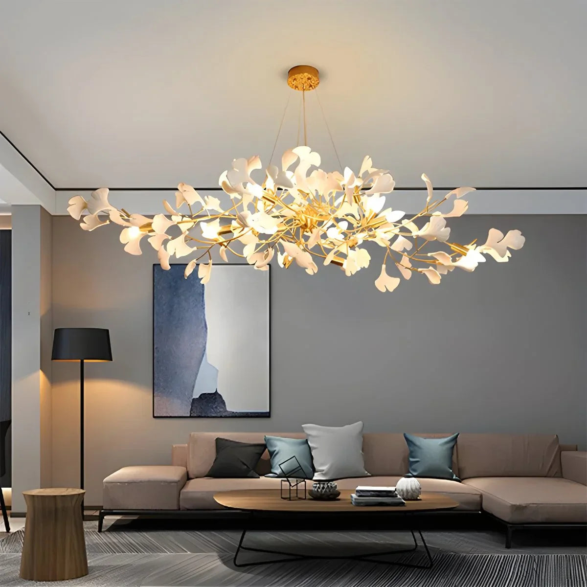 Gingko Chandelier Light Fixture - Modern Design for Living Room & Dining Room - Adjustable Height & Energy Efficient