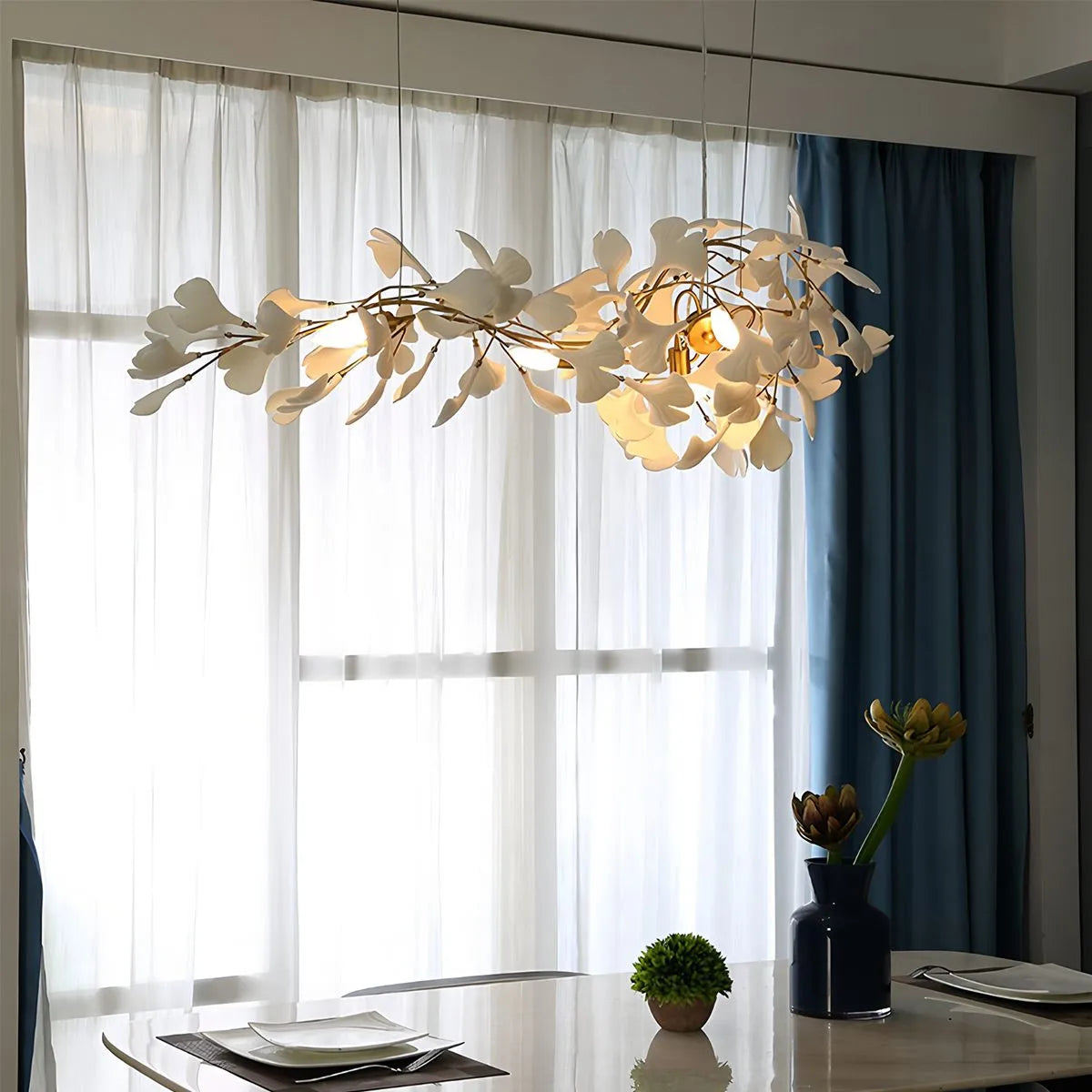 Gingko Chandelier Light Fixture - Modern Design for Living Room & Dining Room - Adjustable Height & Energy Efficient