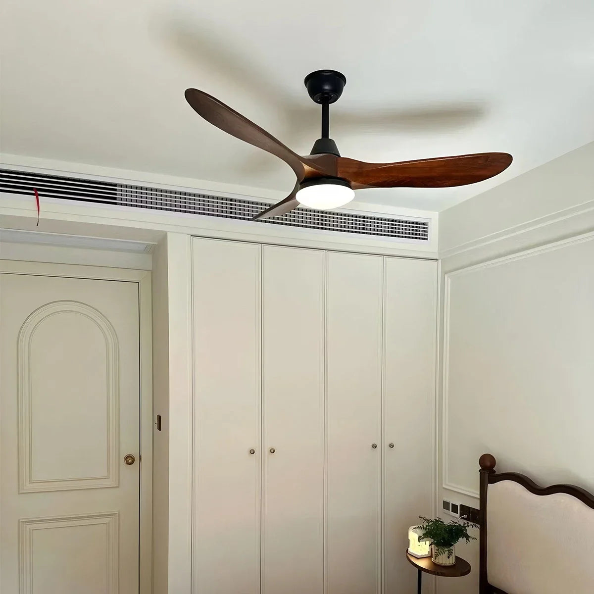 Nordic Solid Wood Ceiling Fan with Light Fixture for Living Room & Bedroom Use