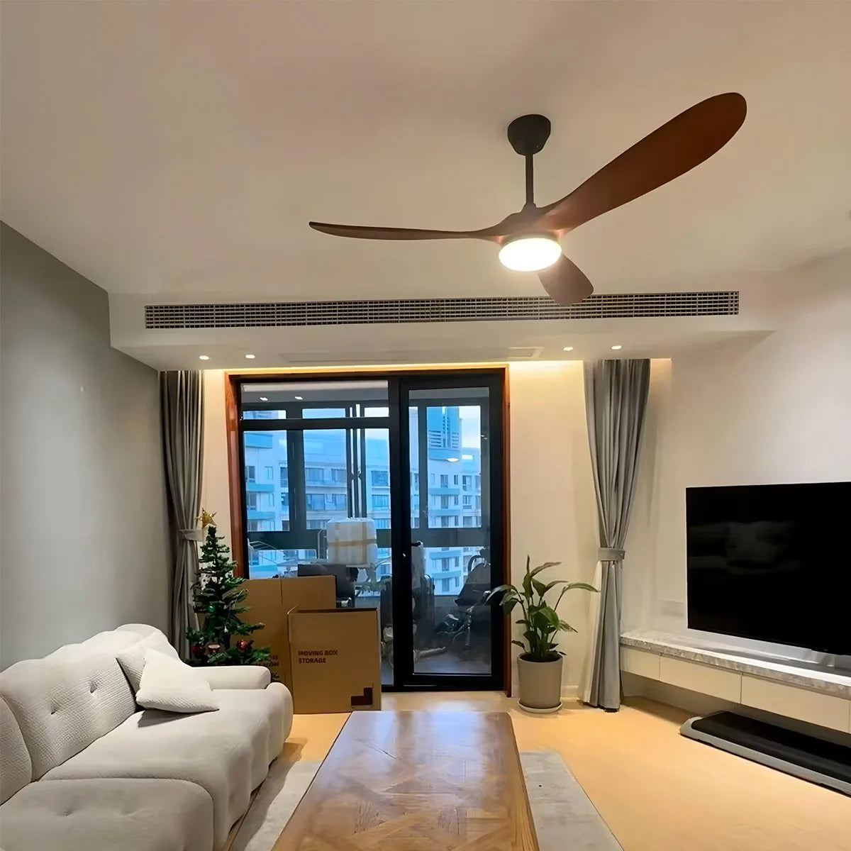 Nordic Solid Wood Ceiling Fan with Light Fixture for Living Room & Bedroom Use