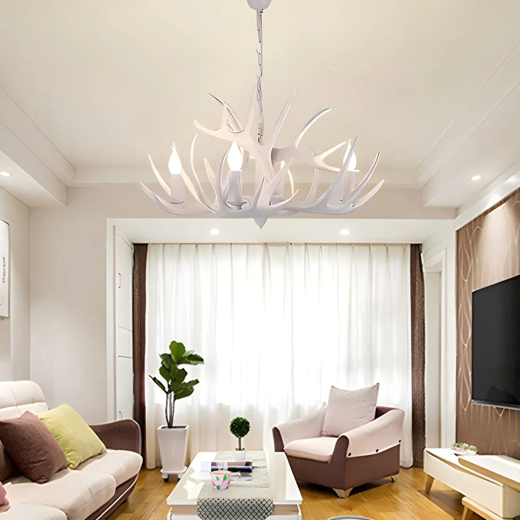 Antler Shape Resin Chandelier | Adjustable Height, Rustic Elegance & Ideal for Living Room, Dining Area, or Entryway
