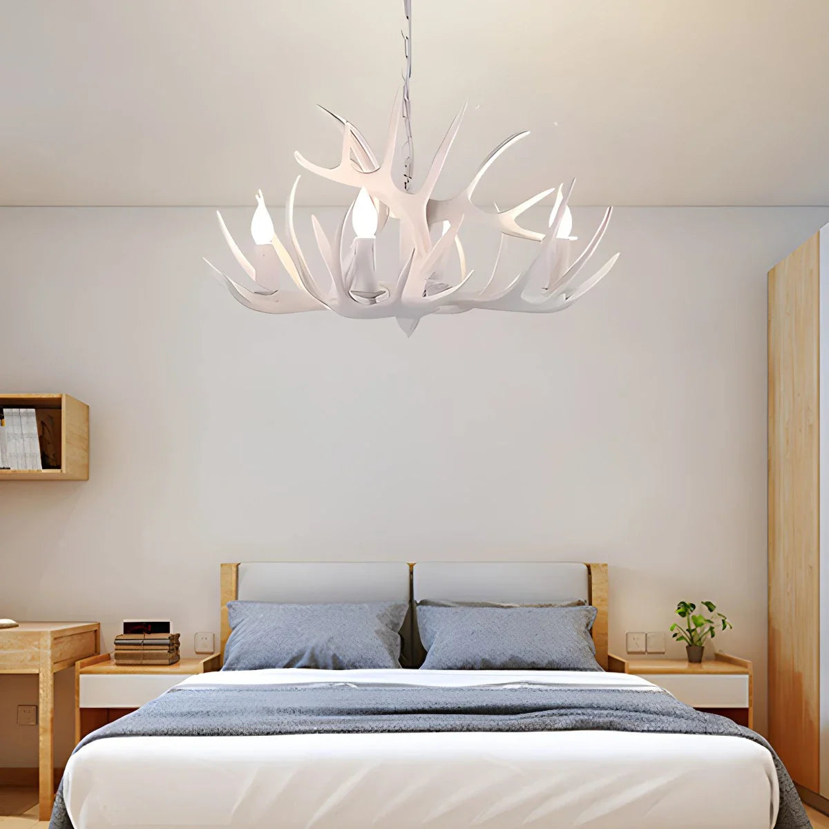 Antler Shape Resin Chandelier | Adjustable Height, Rustic Elegance & Ideal for Living Room, Dining Area, or Entryway