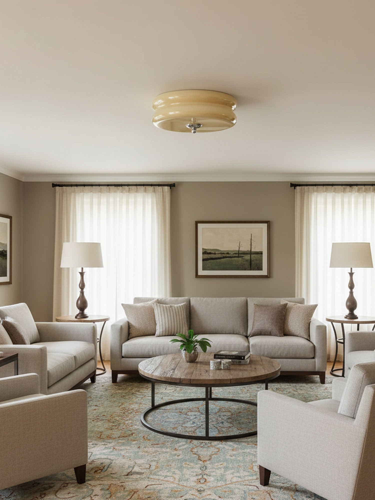 Art Deco Vintage Ceiling Light | Dimmable, Gold or Chrome Finish & Ideal for Modern and Traditional Interiors