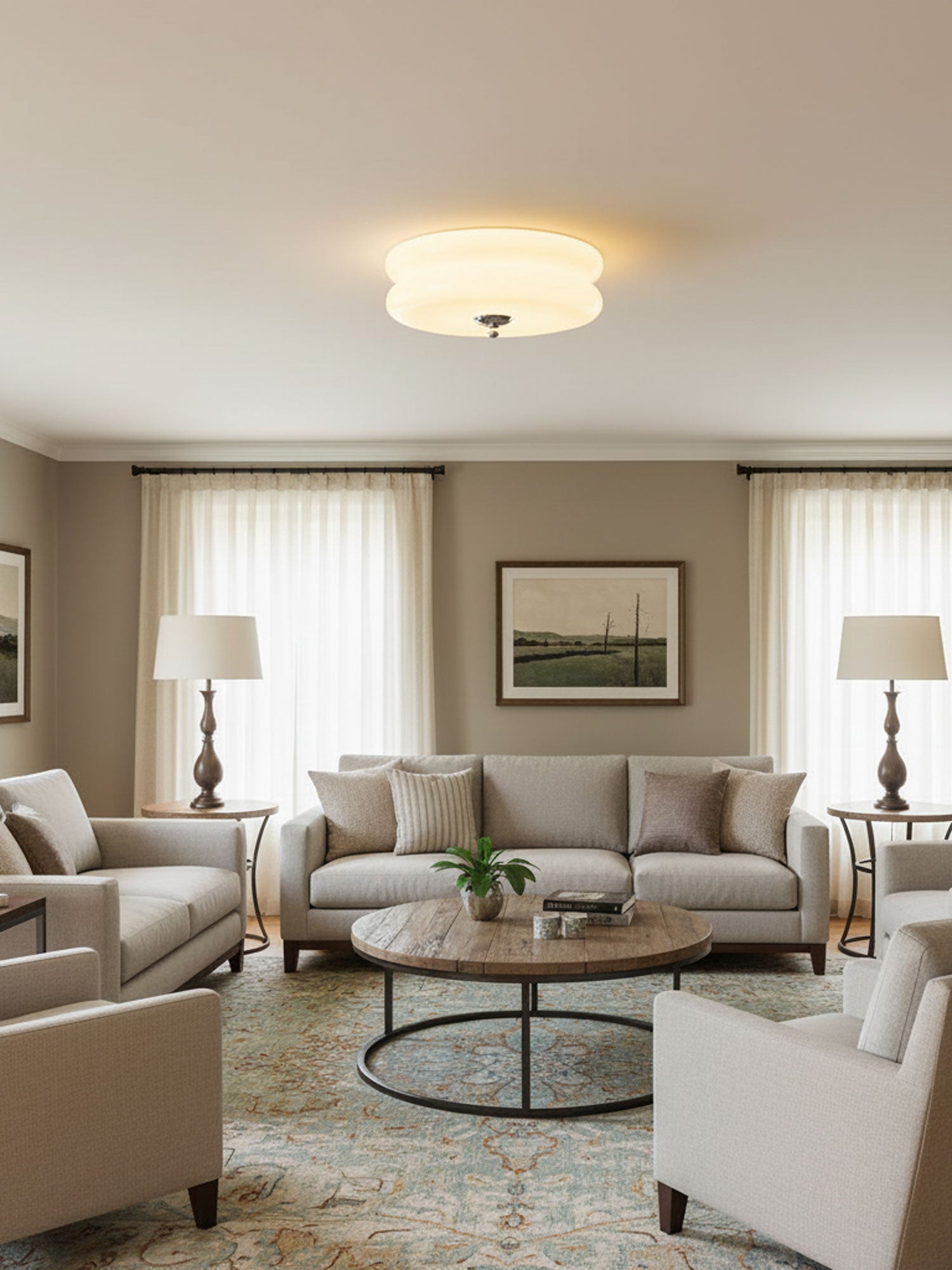 Art Deco Vintage Ceiling Light | Dimmable, Gold or Chrome Finish & Ideal for Modern and Traditional Interiors