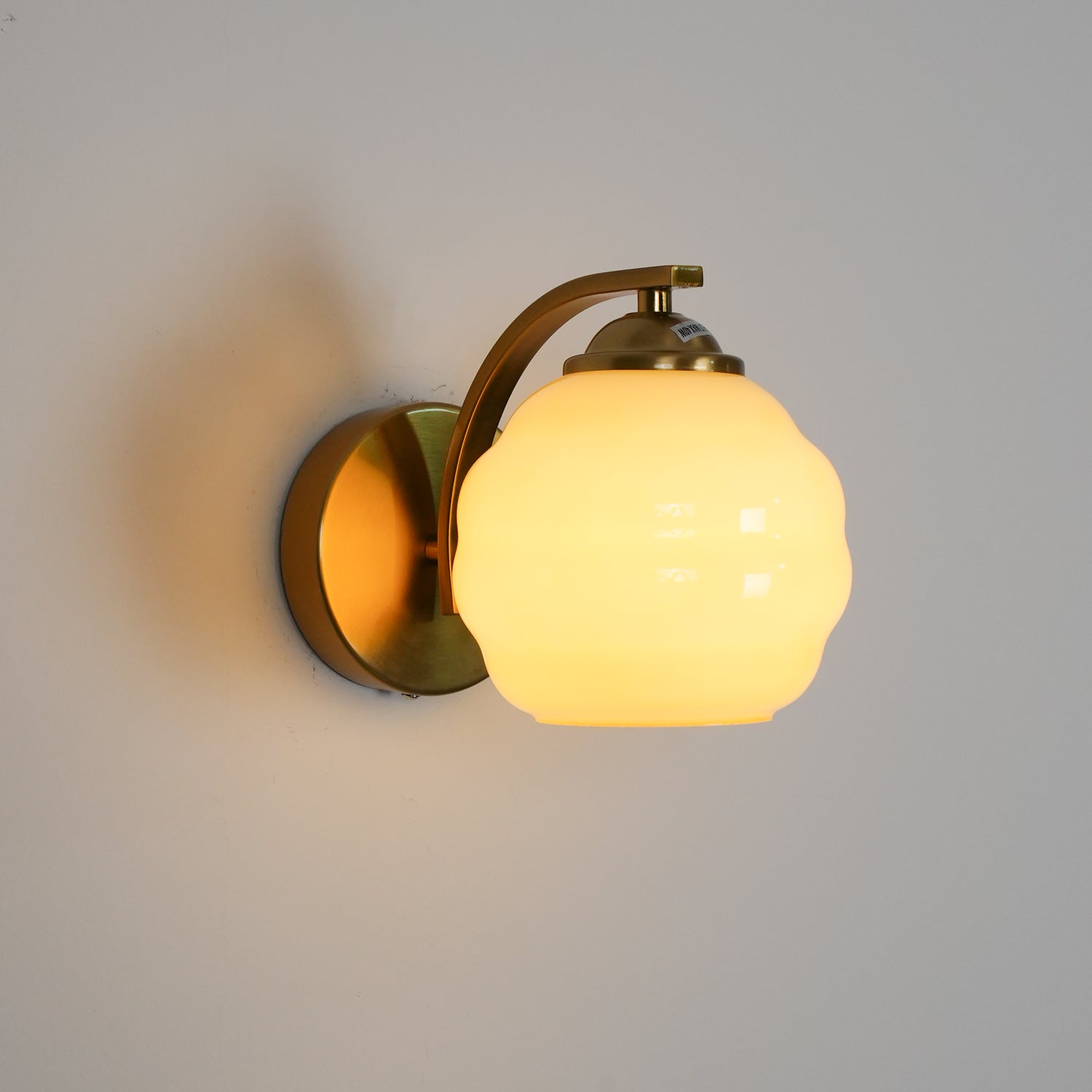 Art Deco Plug-in Wall Lamp | Vintage Gold or Chrome Finish with White Glass Shade for Indoor Use