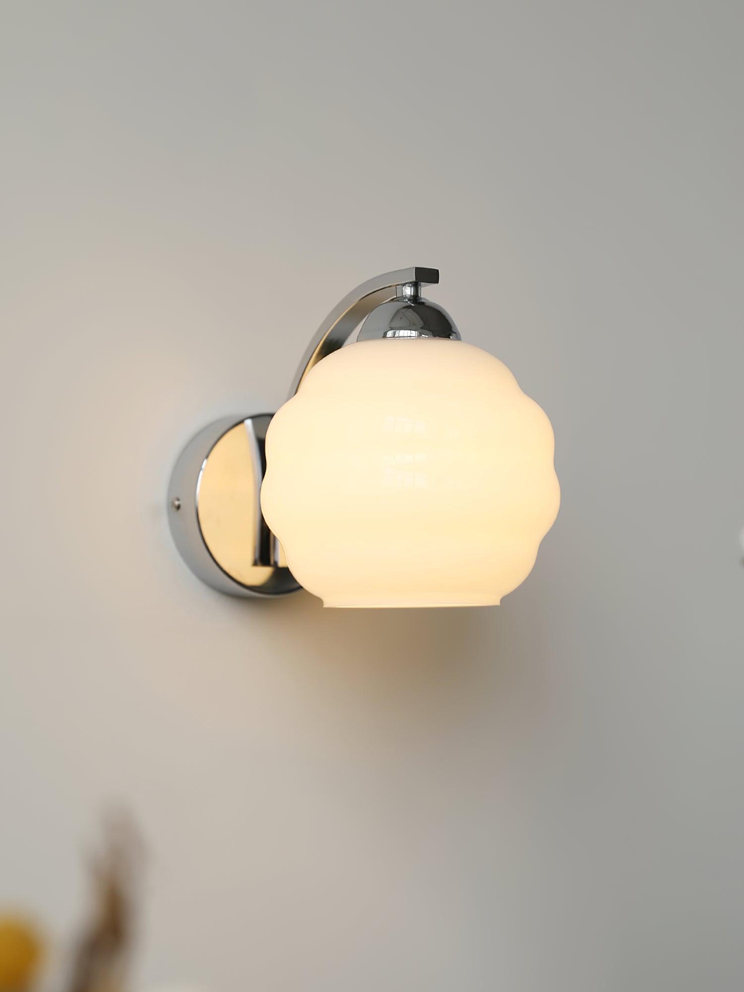 Art Deco Plug-in Wall Lamp | Vintage Gold or Chrome Finish with White Glass Shade for Indoor Use