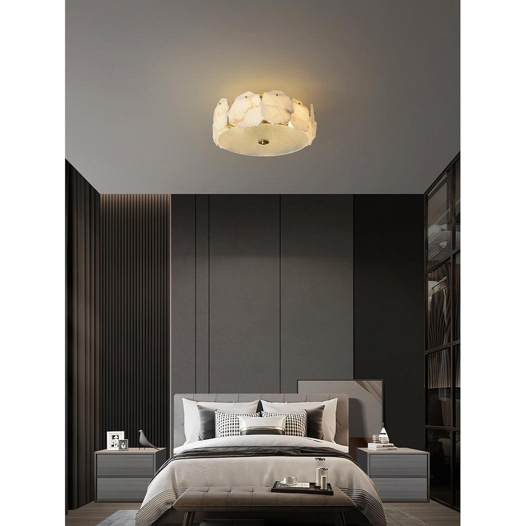 Alabaster Flush Mount Ceiling Light Fixture for Modern Home Decor & Ambient Lighting