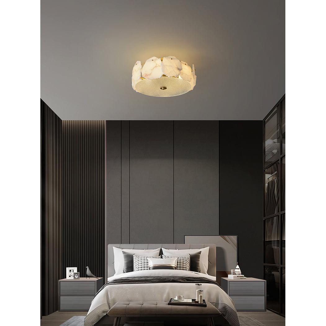 Alabaster Flush Mount Ceiling Light Fixture for Modern Home Decor & Ambient Lighting