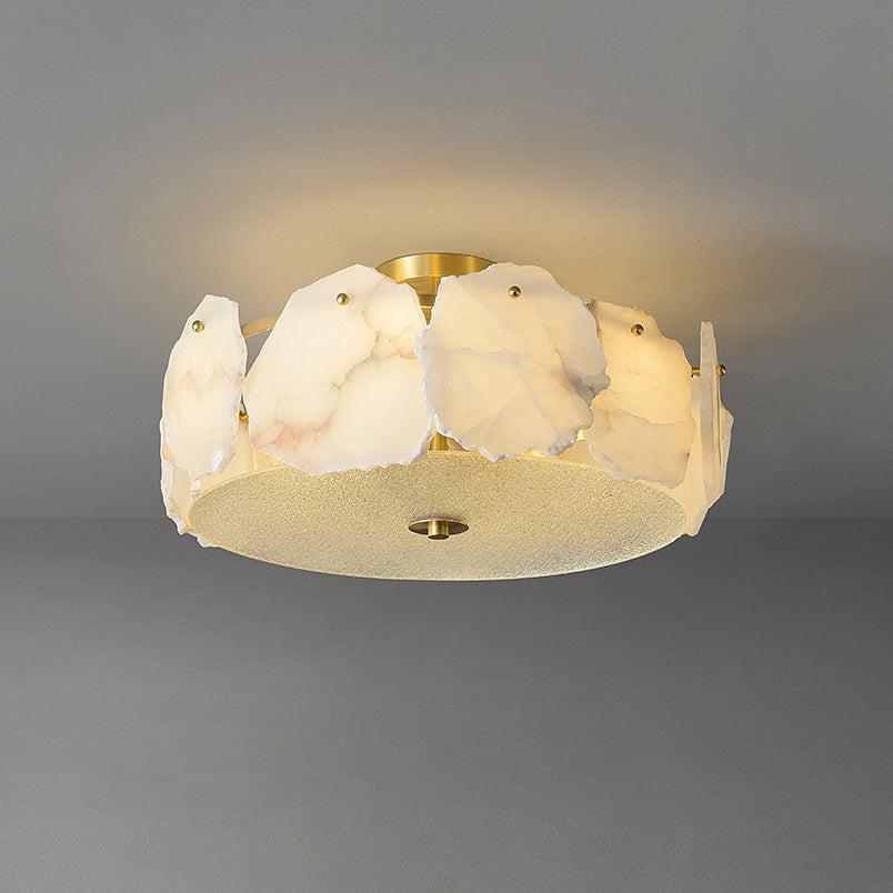 Alabaster Flush Mount Ceiling Light Fixture for Modern Home Decor & Ambient Lighting