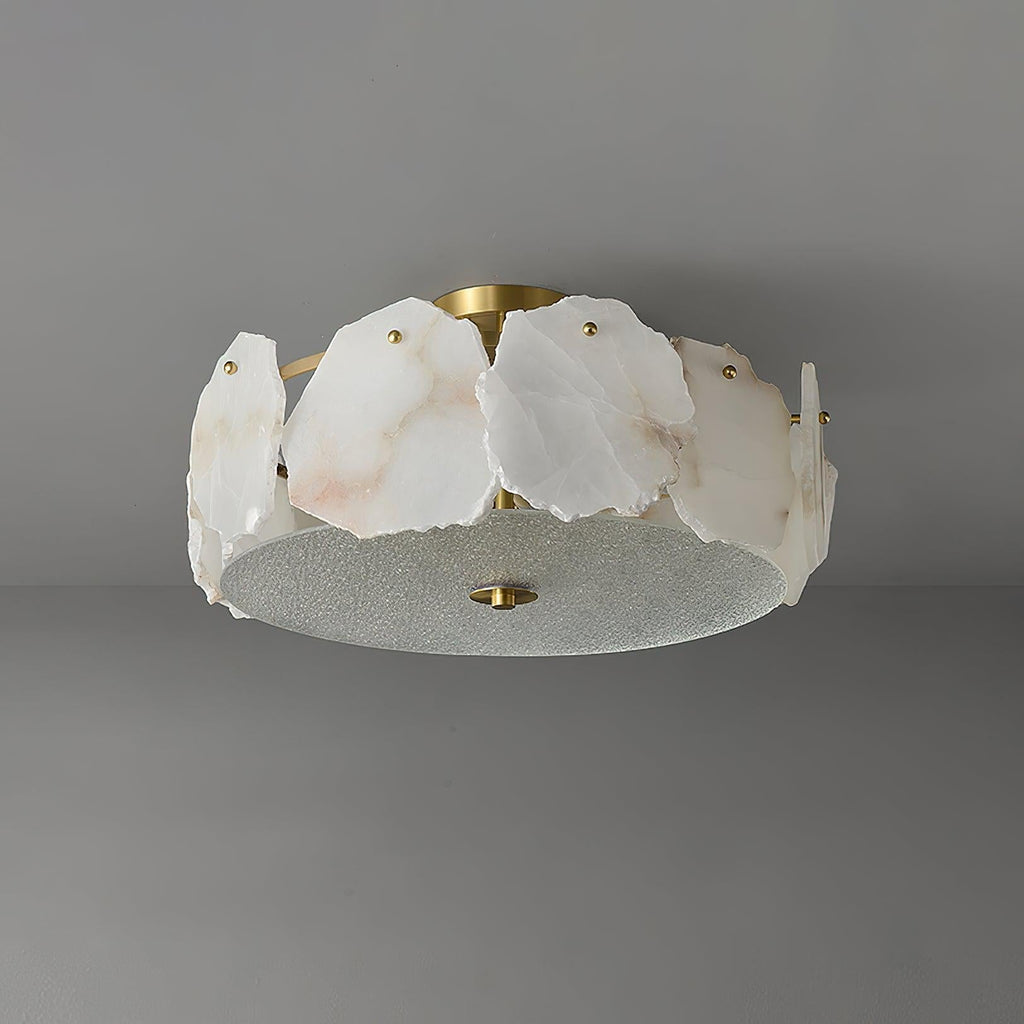 Alabaster Flush Mount Ceiling Light Fixture for Modern Home Decor & Ambient Lighting