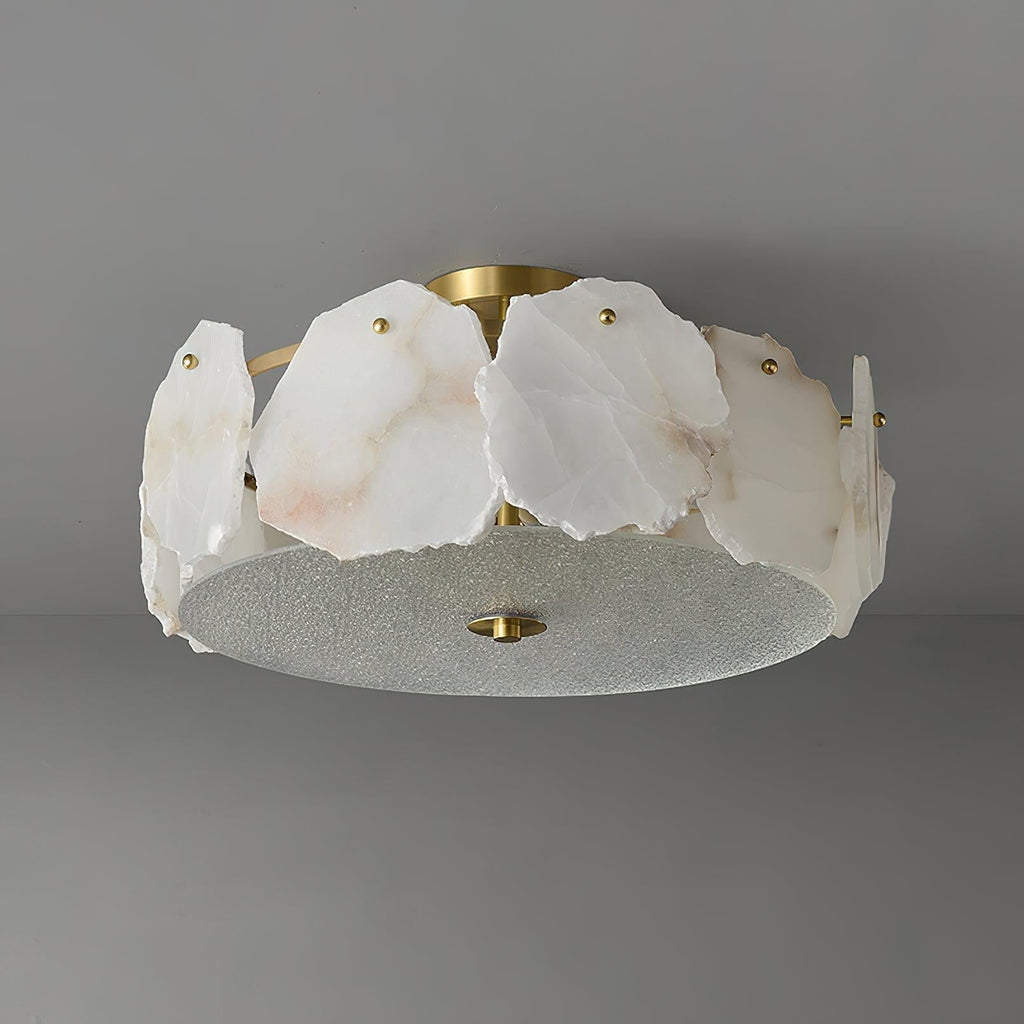 Alabaster Flush Mount Ceiling Light Fixture for Modern Home Decor & Ambient Lighting