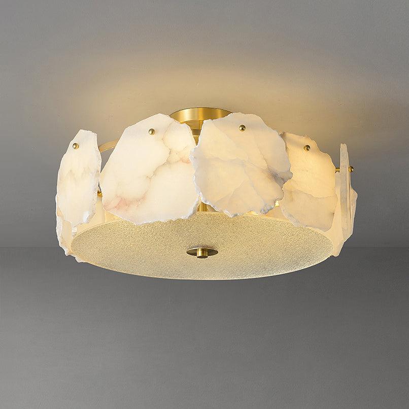 Alabaster Flush Mount Ceiling Light Fixture for Modern Home Decor & Ambient Lighting