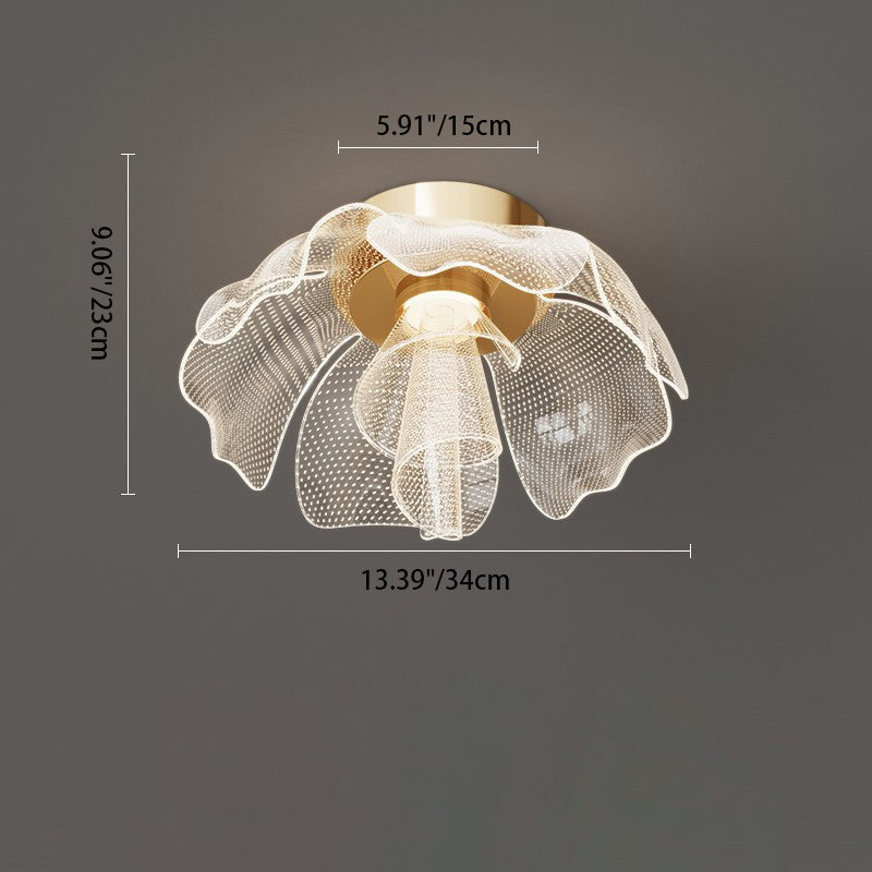 LED Flush Mount Ceiling Light - Modern Flower Petal Design in Iron & Acrylic - Ideal for Bedroom & Living Room Lighting