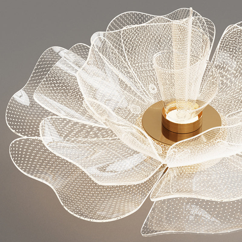 LED Flush Mount Ceiling Light - Modern Flower Petal Design in Iron & Acrylic - Ideal for Bedroom & Living Room Lighting