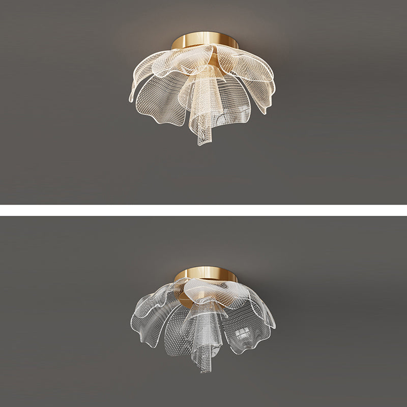 LED Flush Mount Ceiling Light - Modern Flower Petal Design in Iron & Acrylic - Ideal for Bedroom & Living Room Lighting