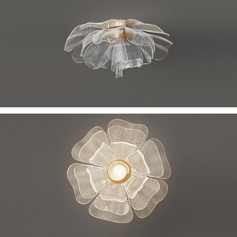 LED Flush Mount Ceiling Light - Modern Flower Petal Design in Iron & Acrylic - Ideal for Bedroom & Living Room Lighting