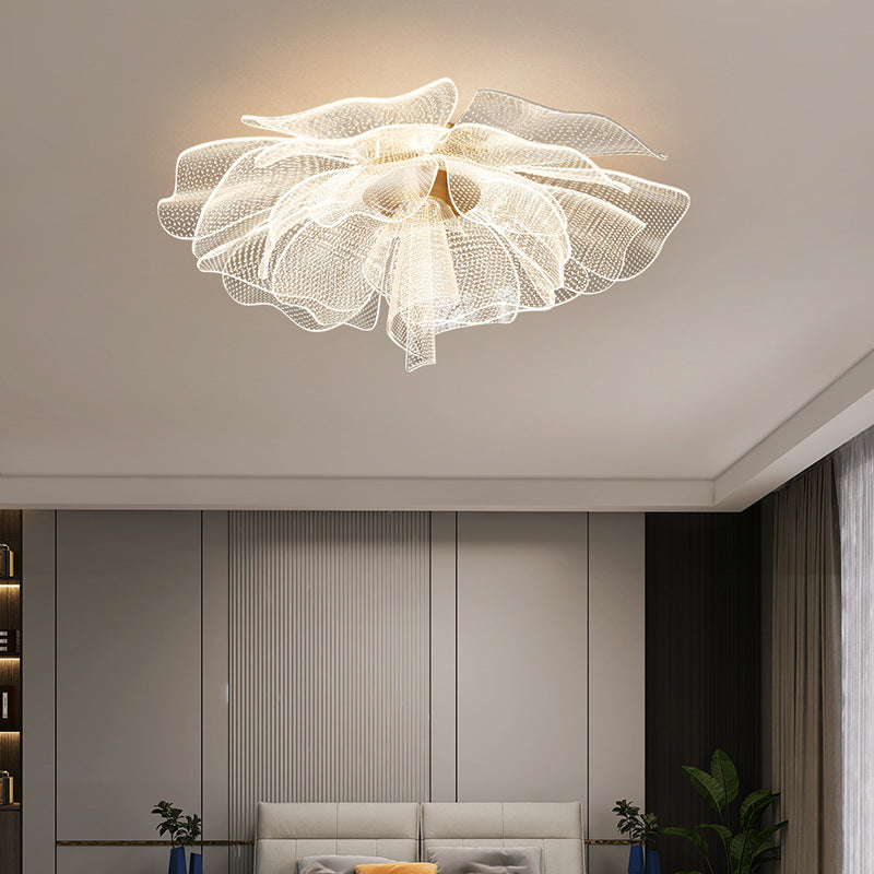 LED Flush Mount Ceiling Light - Modern Flower Petal Design in Iron & Acrylic - Ideal for Bedroom & Living Room Lighting
