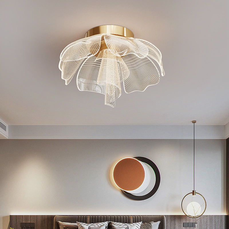 LED Flush Mount Ceiling Light - Modern Flower Petal Design in Iron & Acrylic - Ideal for Bedroom & Living Room Lighting