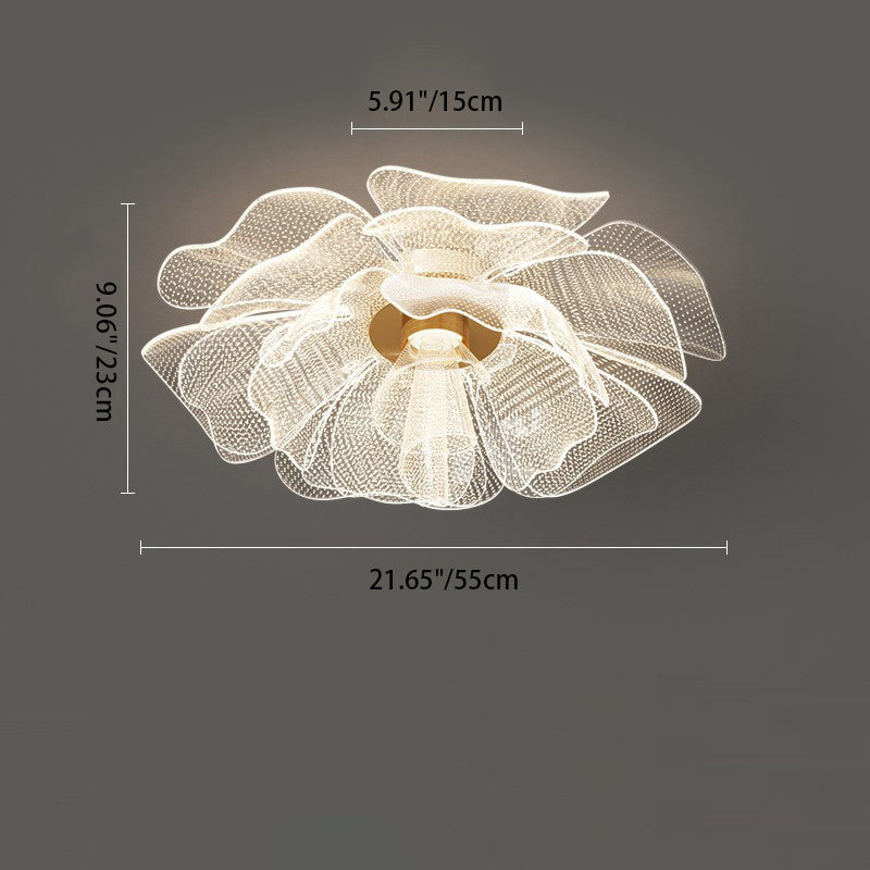 LED Flush Mount Ceiling Light - Modern Flower Petal Design in Iron & Acrylic - Ideal for Bedroom & Living Room Lighting