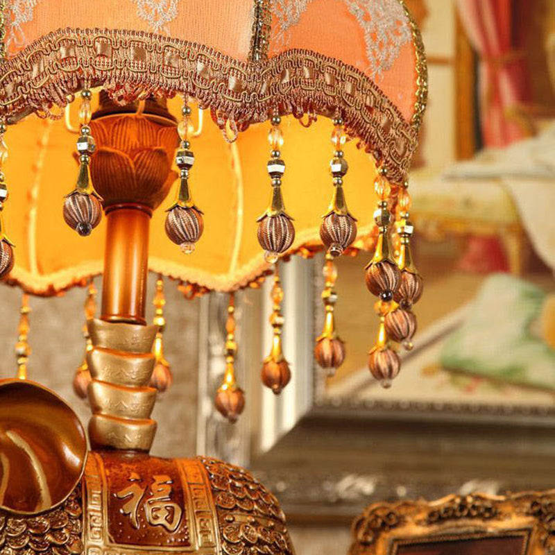 Vintage Elephant Table Lamp - 1-Light Fabric & Resin Design for Living Room Decor