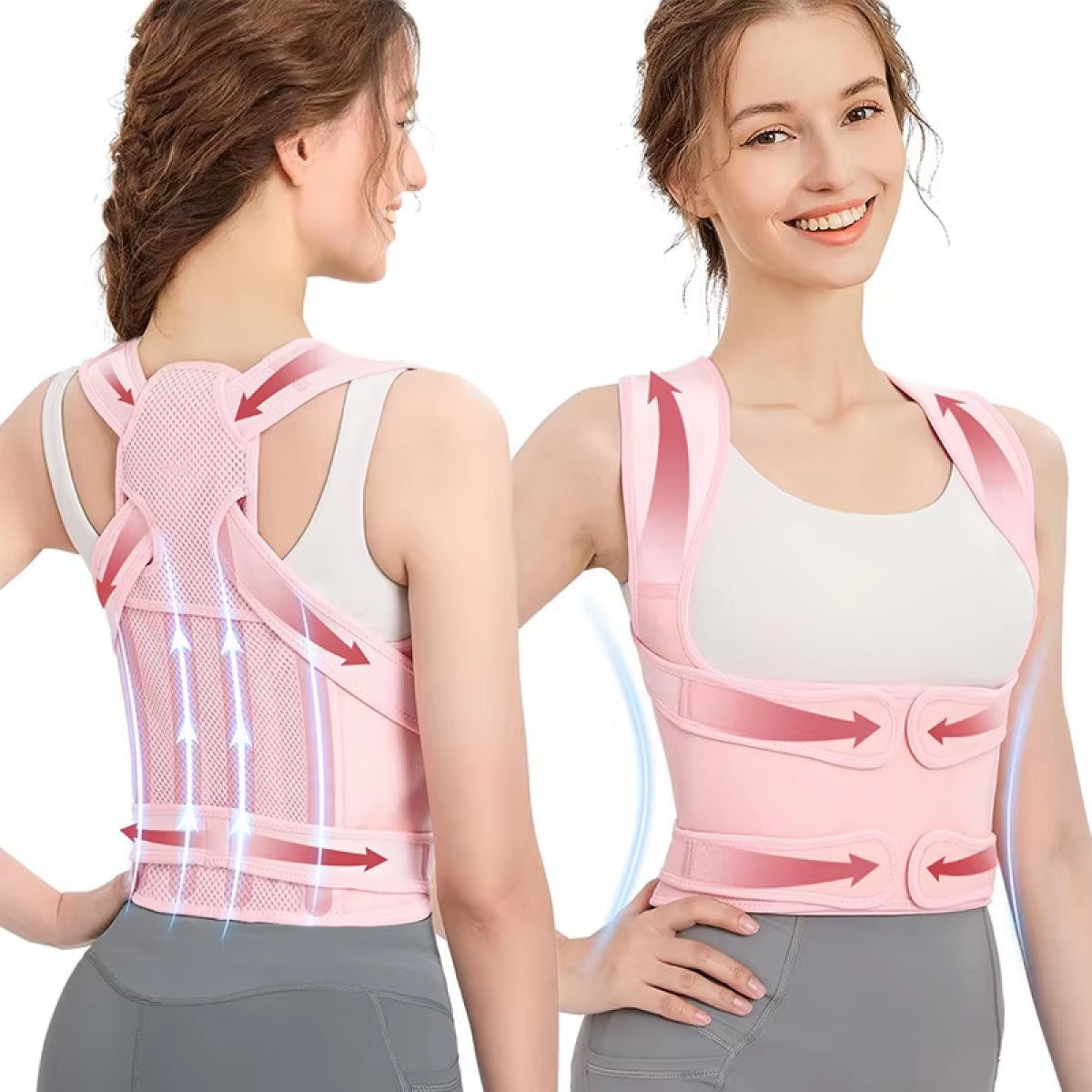 Posture Corrector and back brace support for elderly woman – Adjustable Breathable Full Back Brace to relieve pain and correct posture