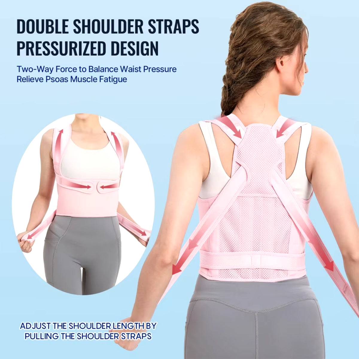 Posture Corrector and back brace support for elderly woman – Adjustable Breathable Full Back Brace to relieve pain and correct posture