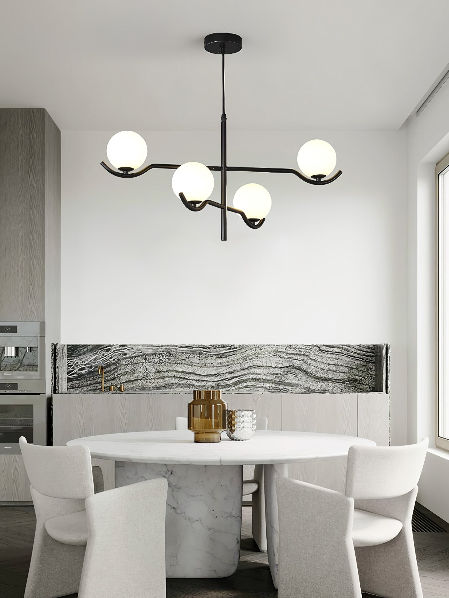 LED Pendant Light | Adjustable Height, Metal & Glass Design for Modern Indoor Spaces