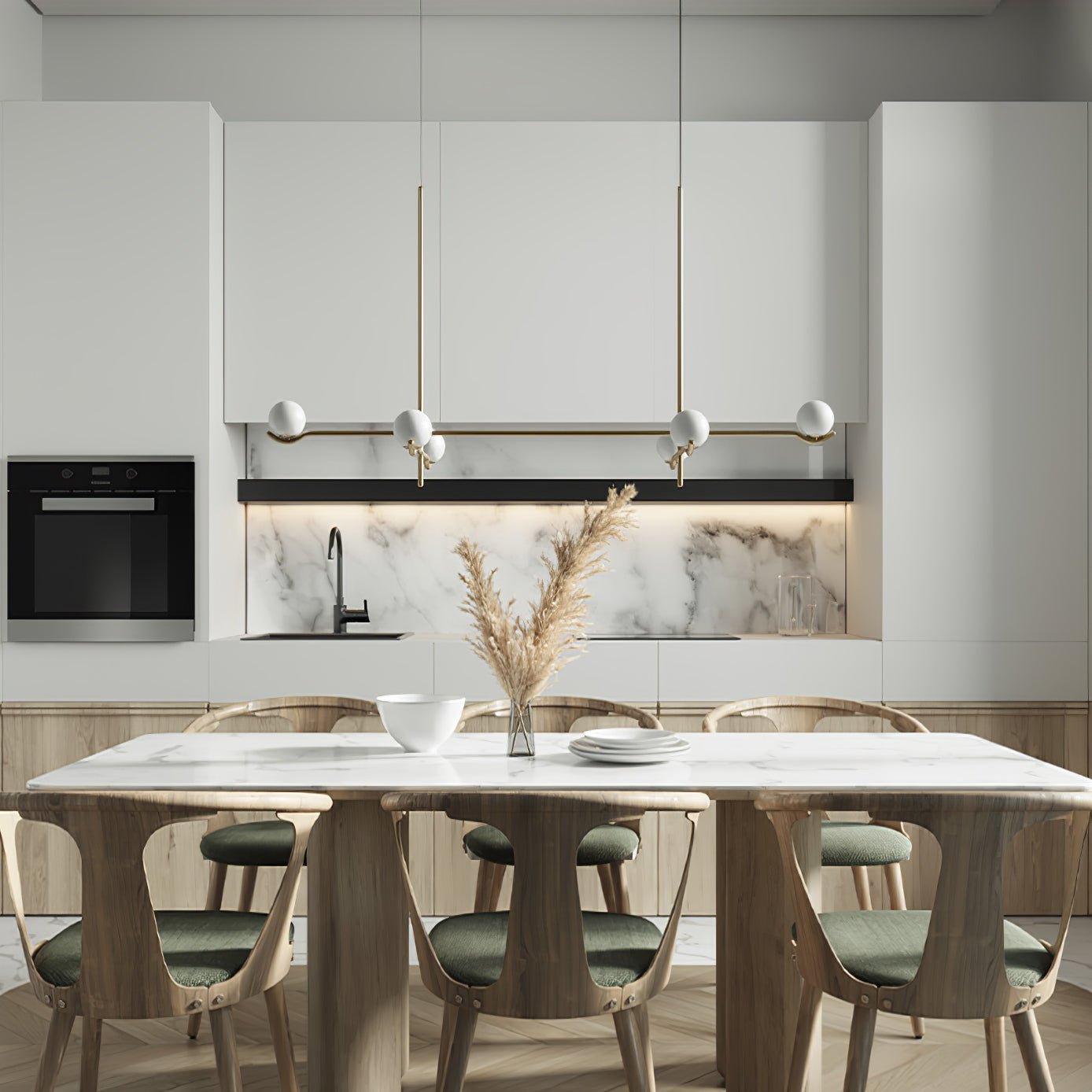 LED Pendant Light | Adjustable Height, Metal & Glass Design for Modern Indoor Spaces