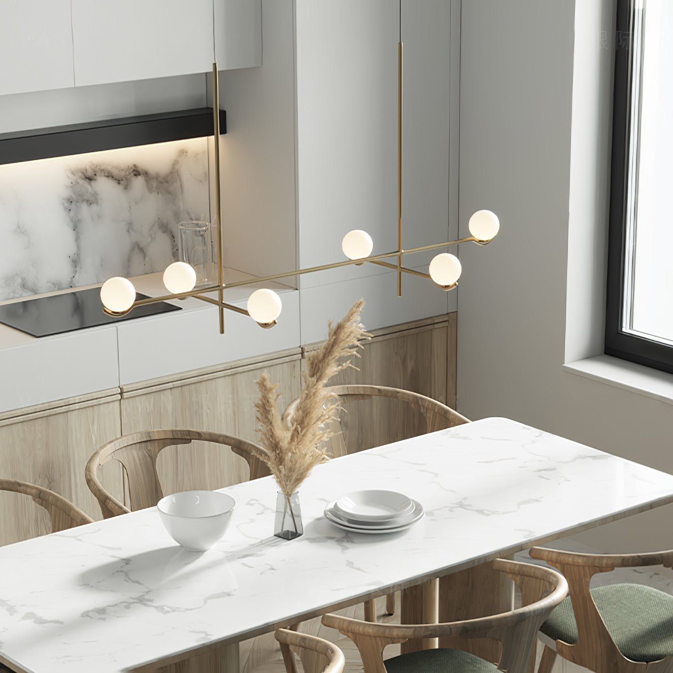 LED Pendant Light | Adjustable Height, Metal & Glass Design for Modern Indoor Spaces