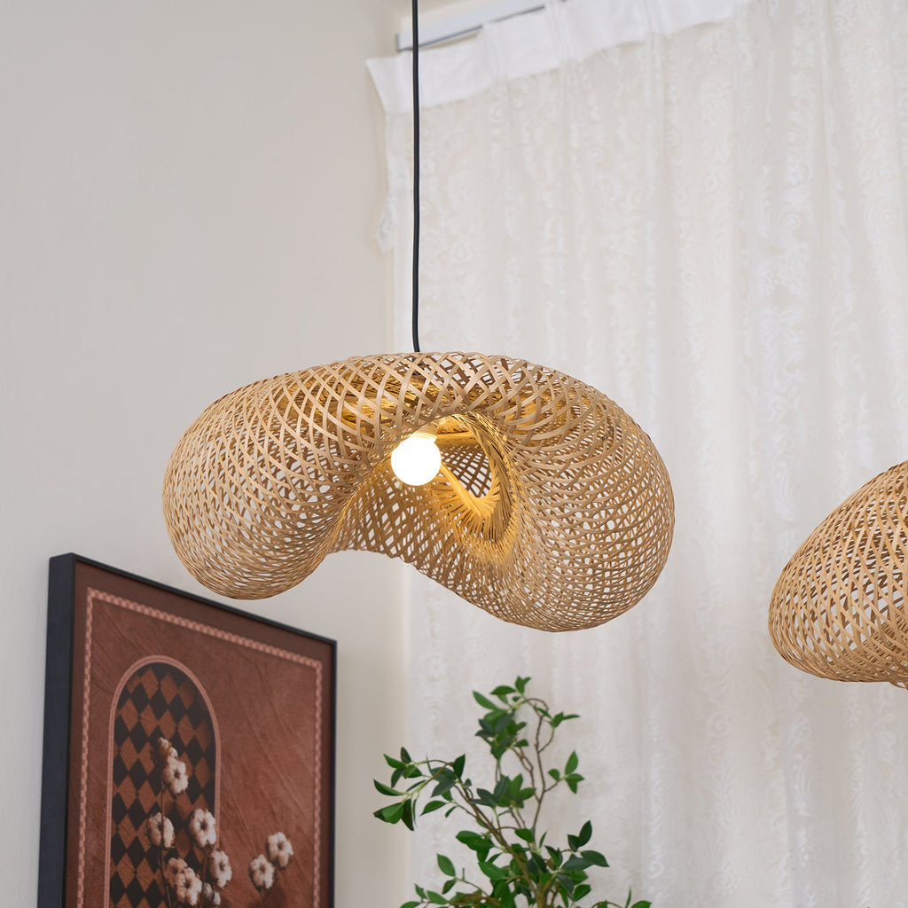Bamboo Weaving Pendant Light Fixture - Natural Hanging Lamp for Home Decor & Dining Room