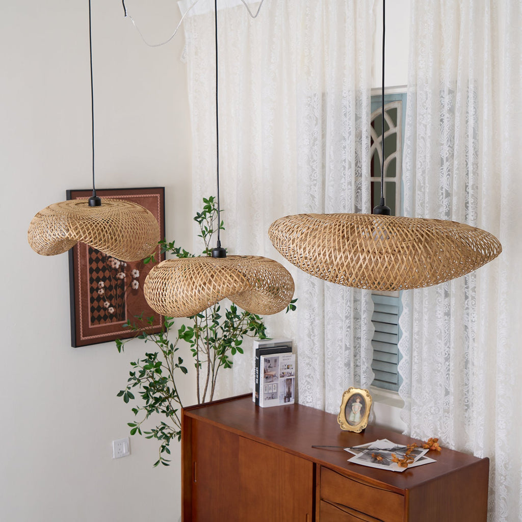 Bamboo Weaving Pendant Light Fixture - Natural Hanging Lamp for Home Decor & Dining Room