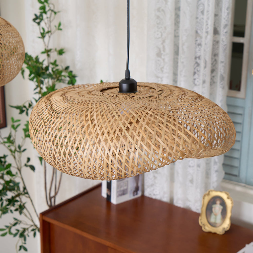Bamboo Weaving Pendant Light Fixture - Natural Hanging Lamp for Home Decor & Dining Room