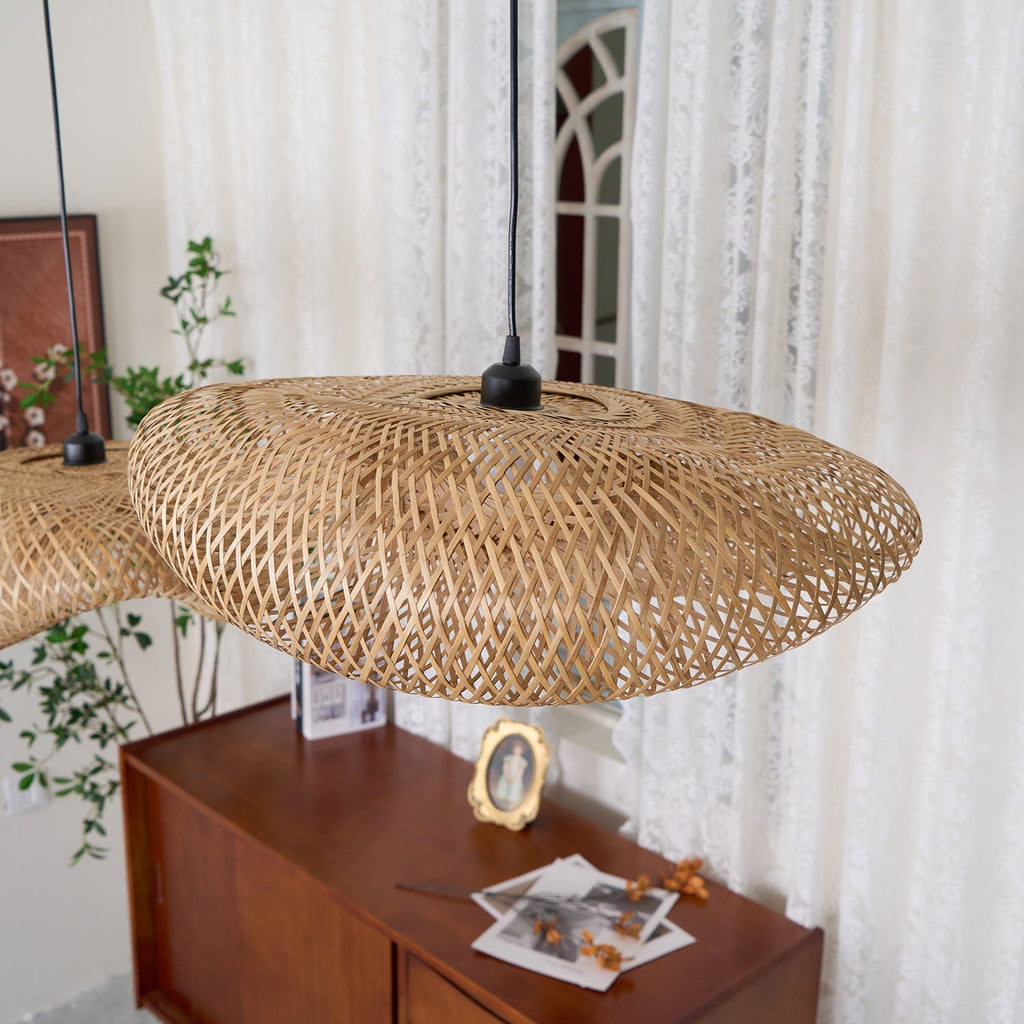 Bamboo Weaving Pendant Light Fixture - Natural Hanging Lamp for Home Decor & Dining Room