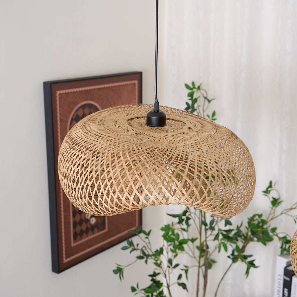 Bamboo Weaving Pendant Light Fixture - Natural Hanging Lamp for Home Decor & Dining Room