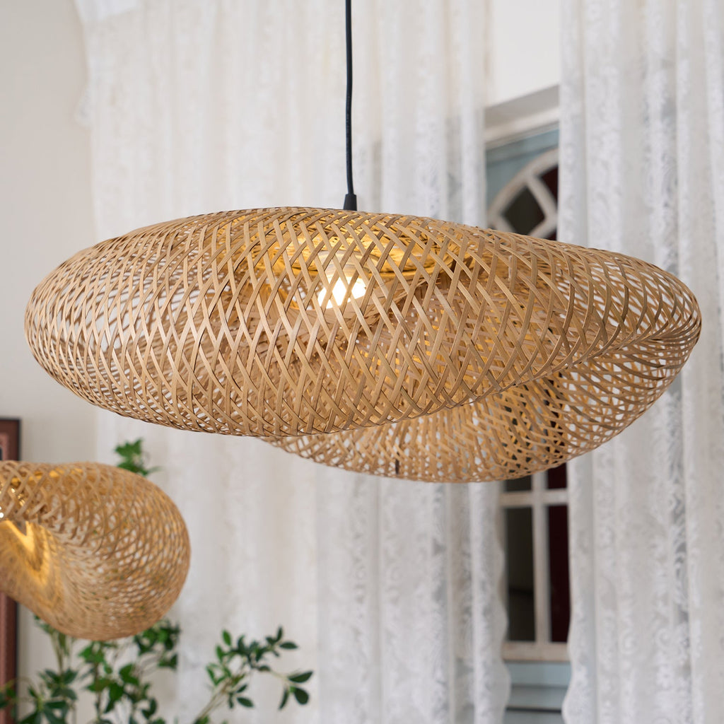 Bamboo Weaving Pendant Light Fixture - Natural Hanging Lamp for Home Decor & Dining Room