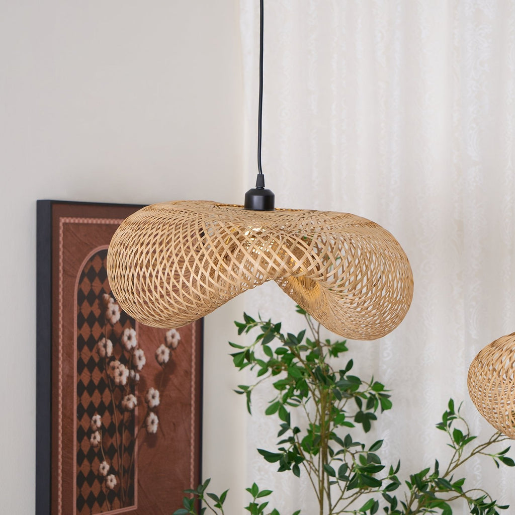 Bamboo Weaving Pendant Light Fixture - Natural Hanging Lamp for Home Decor & Dining Room