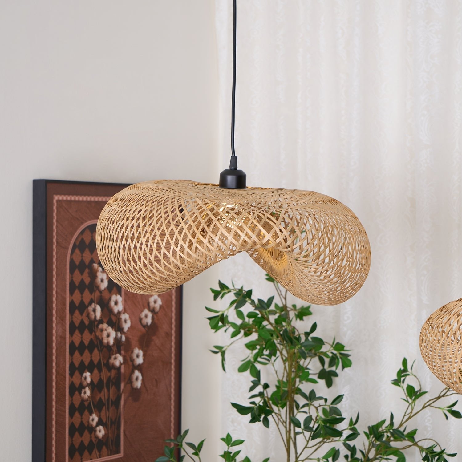 Bamboo Weaving Pendant Light Fixture - Natural Hanging Lamp for Home Decor & Dining Room