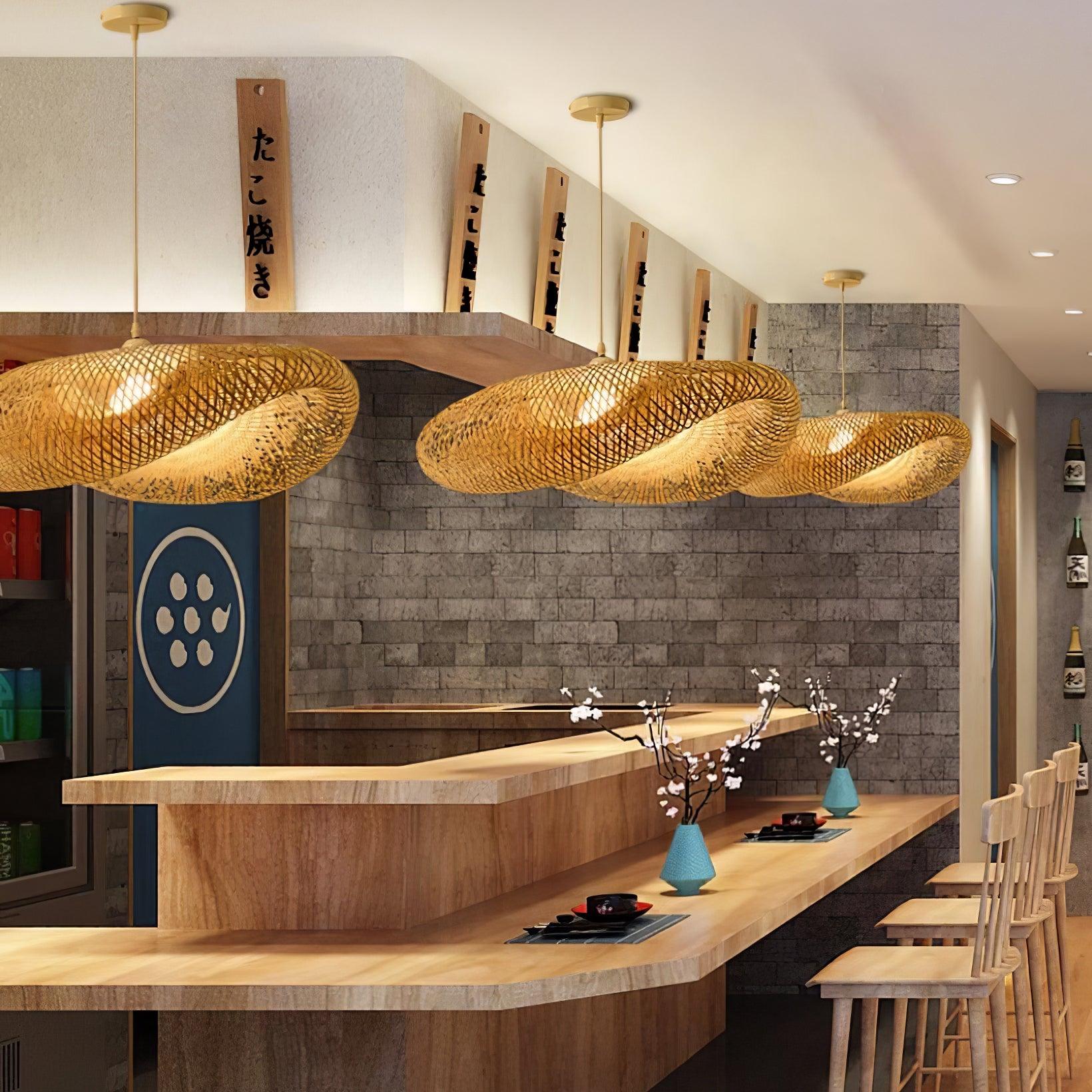 Bamboo Weaving Pendant Light Fixture - Natural Hanging Lamp for Home Decor & Dining Room