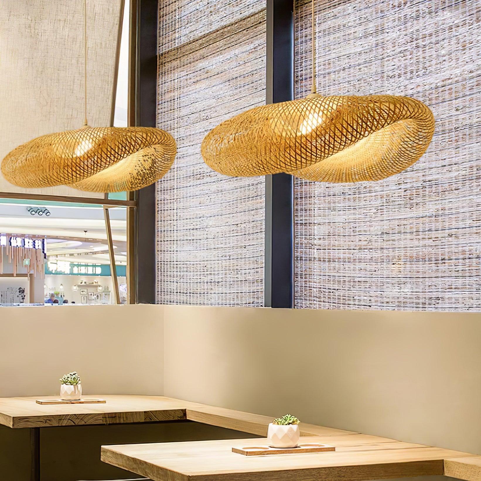 Bamboo Weaving Pendant Light Fixture - Natural Hanging Lamp for Home Decor & Dining Room