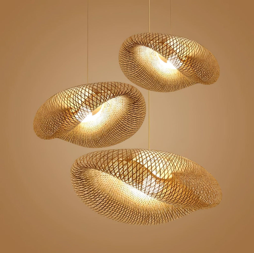 Bamboo Weaving Pendant Light Fixture - Natural Hanging Lamp for Home Decor & Dining Room