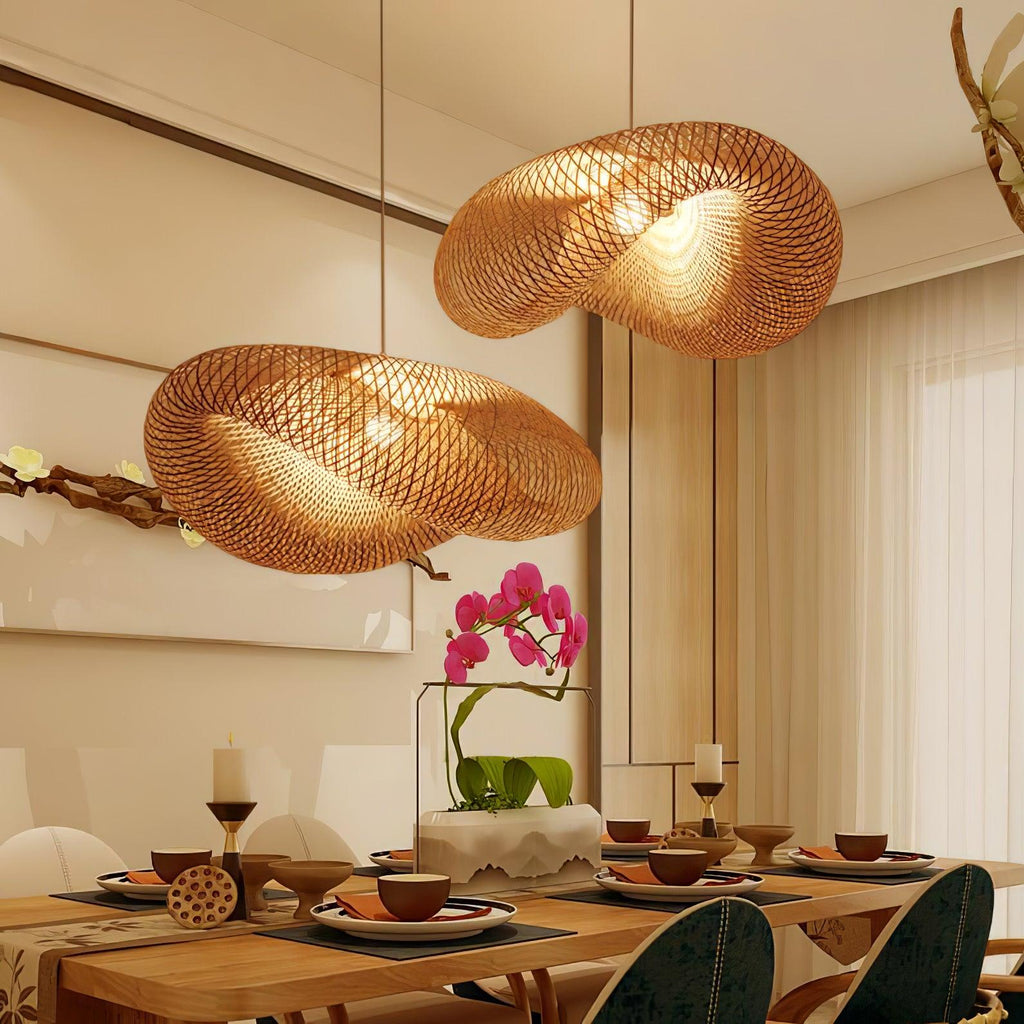 Bamboo Weaving Pendant Light Fixture - Natural Hanging Lamp for Home Decor & Dining Room