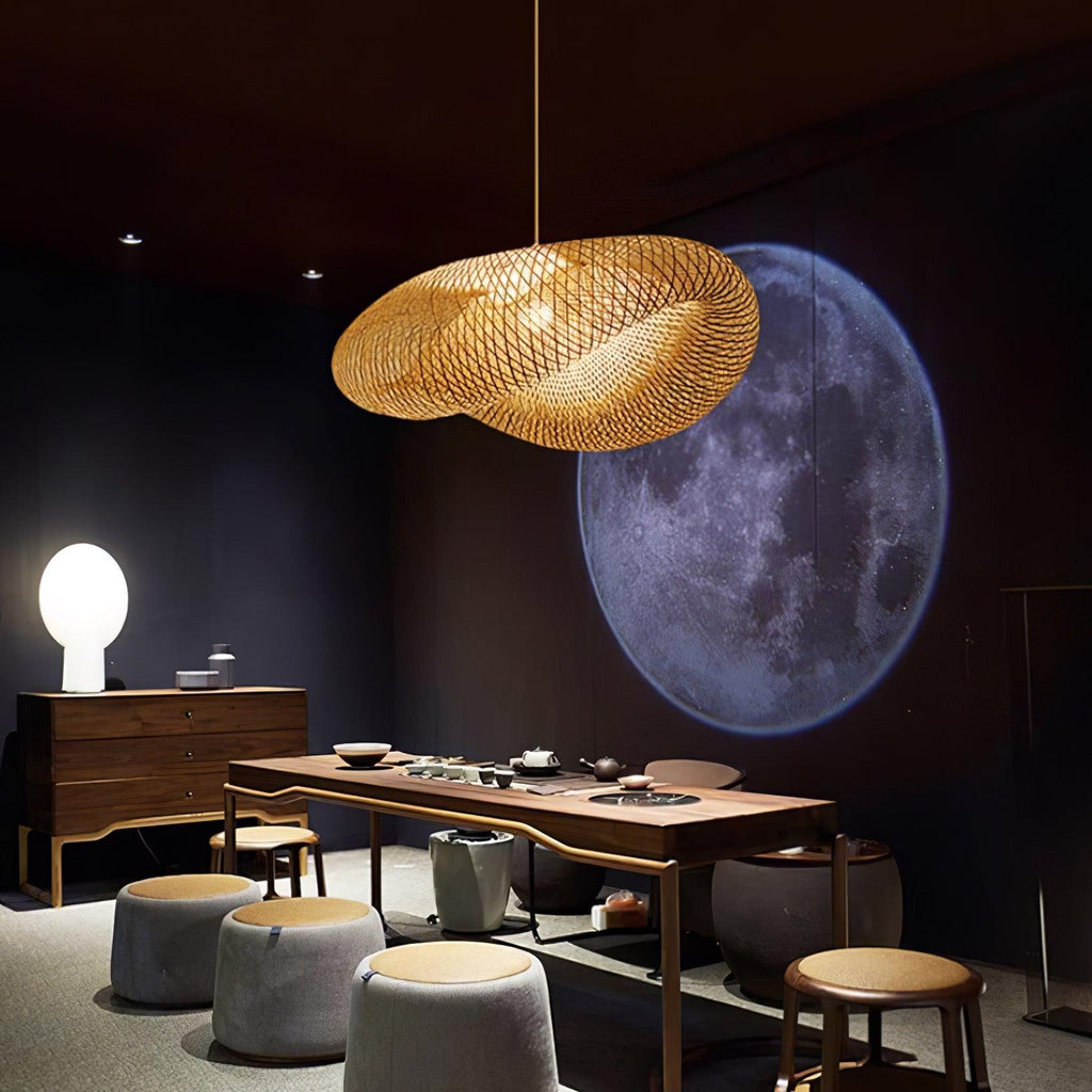 Bamboo Weaving Pendant Light Fixture - Natural Hanging Lamp for Home Decor & Dining Room